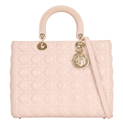 Large Lady Dior, &pound;1,100, Handbags, Pink, Leather, Front view